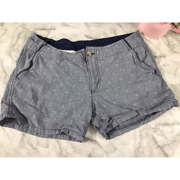 VINTAGE Columbia Shorts Women 8 Blue Logo Lightweight Fishing Hiking 100% Cotton - Picture 2 of 7